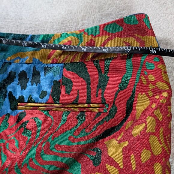 Animal Print Cropped Dress Pants Women's 12 L Rainbow Multicolor Shiny Abstract - Picture 6 of 9